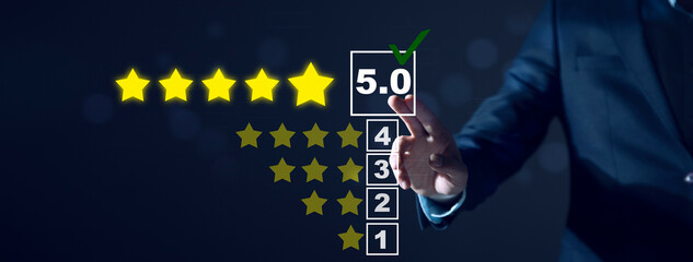 Customer review good rating concept, customer review