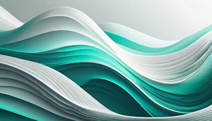 3D Light White Background with Turquoise color waves and gradient effect; abstract wallpaper; elegant horizontal banner. abstract blue wave background