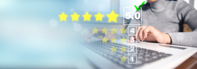 Customer review good rating concept, customer review