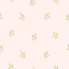 Gentle seamless pattern with small sprout. Nursery minimalist print. Printing on textiles, wallpaper, wrapping paper. Vector illustration in flat style