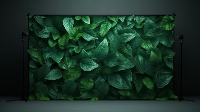 Frame with a texture of leaves on the backdrop