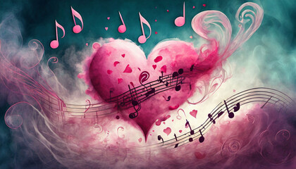 Valentine's Day background with a pink heart in the form of smoke. background with hearts