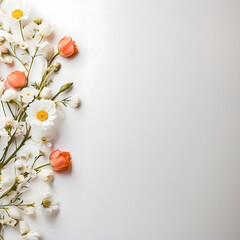 flowers on white square background