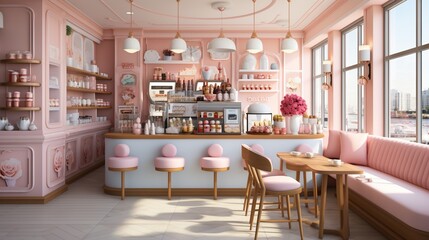 Pink Modern Minimalist Bakery Shop Interior