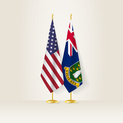 United States and British Virgin Islands national flag on a light background.