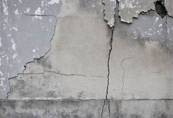 Monochrome Cracked Weathered Paint on Gray Wall Texture