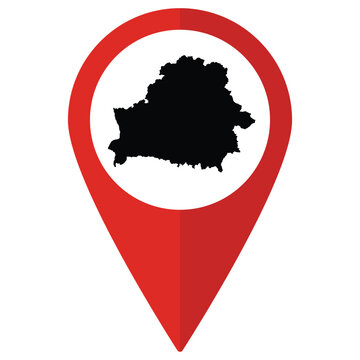 recommend clip art: Belarus map on map pin icon red color isolated