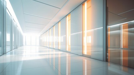 Beautiful Modern Office Corridor with Defocused Room Background AI Generated