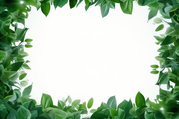 lush green leaves border with white background