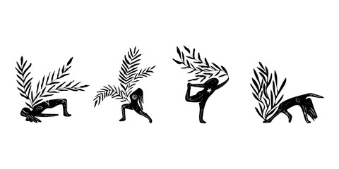 woman doing yoga. Healthy lifestyle. pilates pose vector silhouette illustrations design isolated on white background
