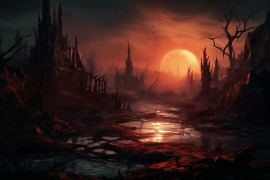 Background setting for a nefarious refuge. Generative AI