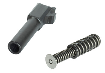 Barrel and recoil spring assembly taken out of a handgun