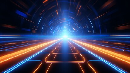 Creating a futuristic background that is abstract and features neon blue and orange lights.