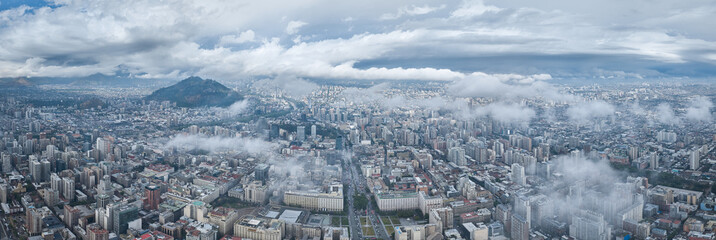 Fototapeta na wymiar Santiago Skylines: A Majestic Panorama from Above