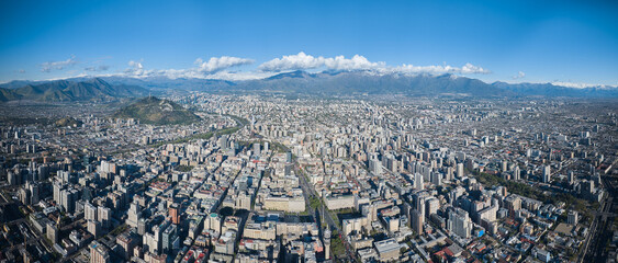 Aerial View Panoramic photography Elevated Vistas: Santiago, City Amongst 