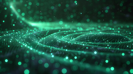 3D green techno abstract background overlap layer on dark space with glowing circle lines decoration. Modern graphic design elements