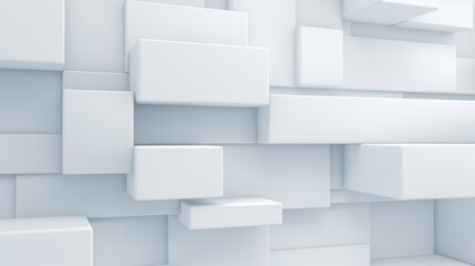 Neatly Organized 3D Shapes on a White Futuristic Background AI Generated