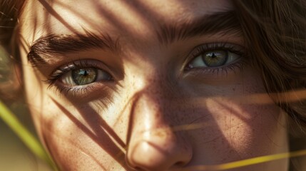 Portrait of a beautiful young woman with freckles in summer close-up. The concept of relaxation, beauty and enjoyment of life. Lifestyle
