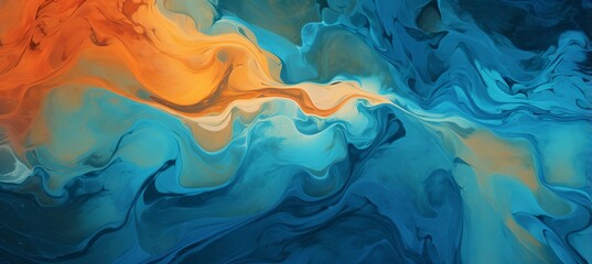Fototapeta na wymiar Blue and orange abstract painting