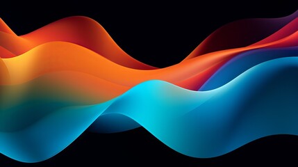 Vibrant Rainbow Color Flow Wave on Black Background AI Generated