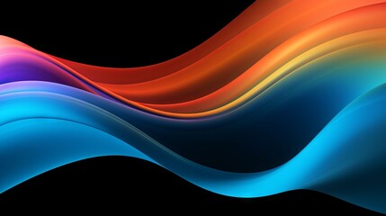 Vibrant Rainbow Color Flow Wave on Black Background AI Generated AI Generated