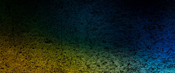Ultrawide dark blue green yellow turquoise abstract gradient grainy premium background with concrete wall texture. Perfect for design, banner, wallpaper, template, art, creative projects, desktop