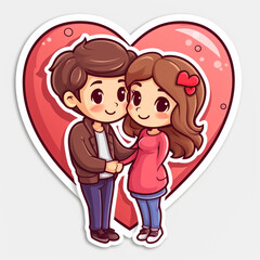 Couple making a heart with hands Happy valentine cartoon character illustration Premium Vector