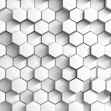 Generative AI image of hexagonal background white seamless background
