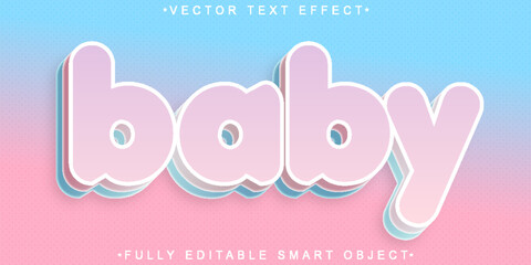 Cute Soft Pastel Baby Vector Fully Editable Smart Object Text Effect