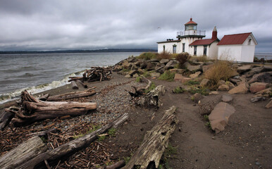Fototapeta na wymiar West Point Lighthouse, Seattle, Washington