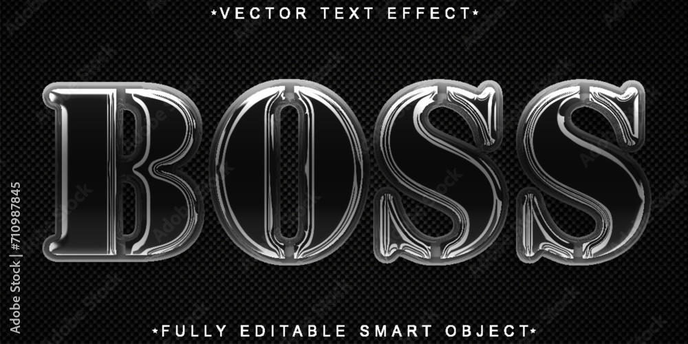 Poster shiny dark boss vector fully editable smart object text effect