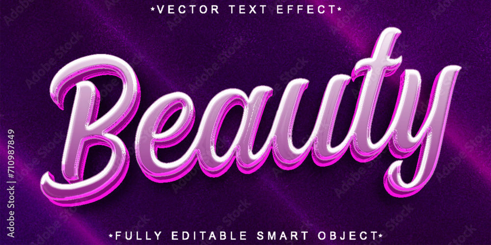Poster shiny pink beauty vector fully editable smart object text effect