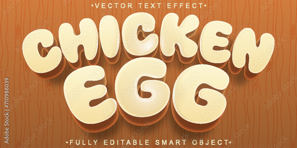 Poster cartoon chicken egg vector fully editable smart object text effect