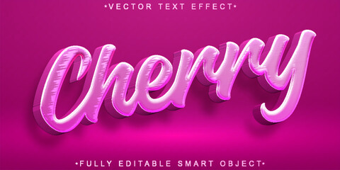 Pink Cherry Fruit Vector Fully Editable Smart Object Text Effect