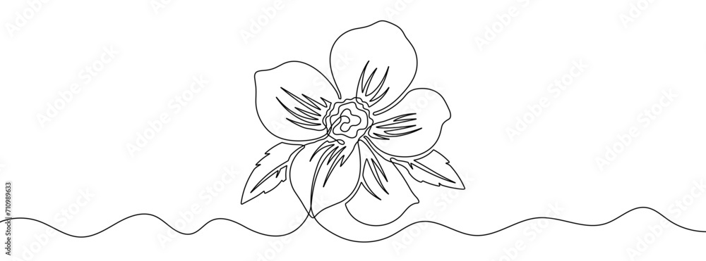 Poster continuous editable drawing of a flower. one line drawing background. vector illustration. flower ic