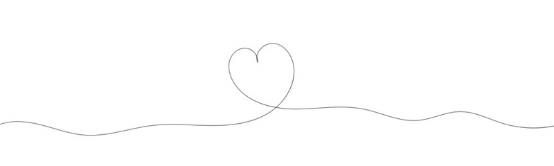 Heart. Continuous line art drawing. Hand drawn doodle vector illustration in a continuous line. Line art decorative design