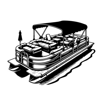 Pontoon Boat Vector Logo Art