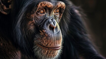 Generative AI image of portrait of a chimpanzee 