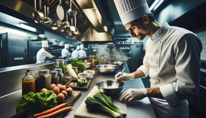 Culinary Mastery: A Chef at Work in a Professional Kitchen