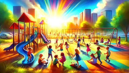 Childhood Bliss: Joyful Playtime at the Playground