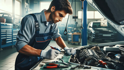 Mechanical Expertise: A Professional at Work in Auto Repair