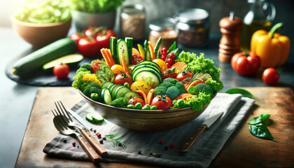 Healthy Eating Delight: Colorful and Nutritious Meal in a Modern Setting