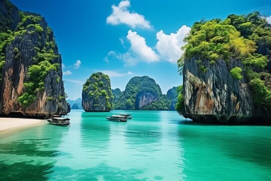 Generative AI image of Phang Nga Bay in Thailand