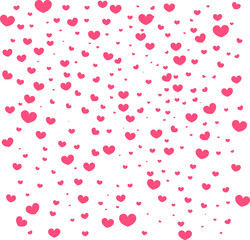 Pink Hearts Falling. Valentine’s day Background.