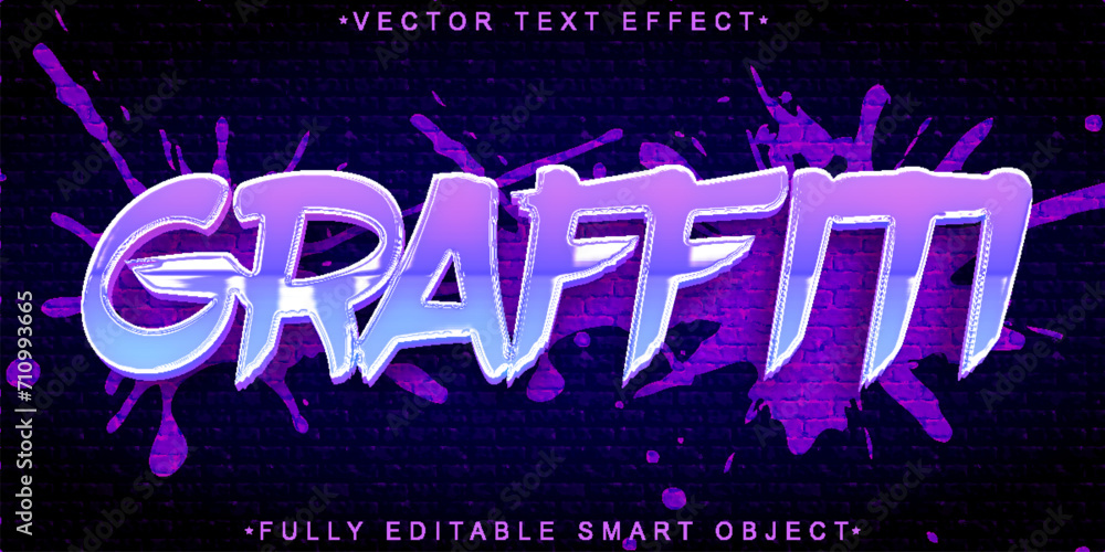 Poster colorful graffiti vector fully editable smart object text effect