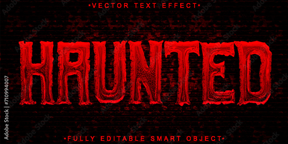 Poster red horror haunted vector fully editable smart object text effect