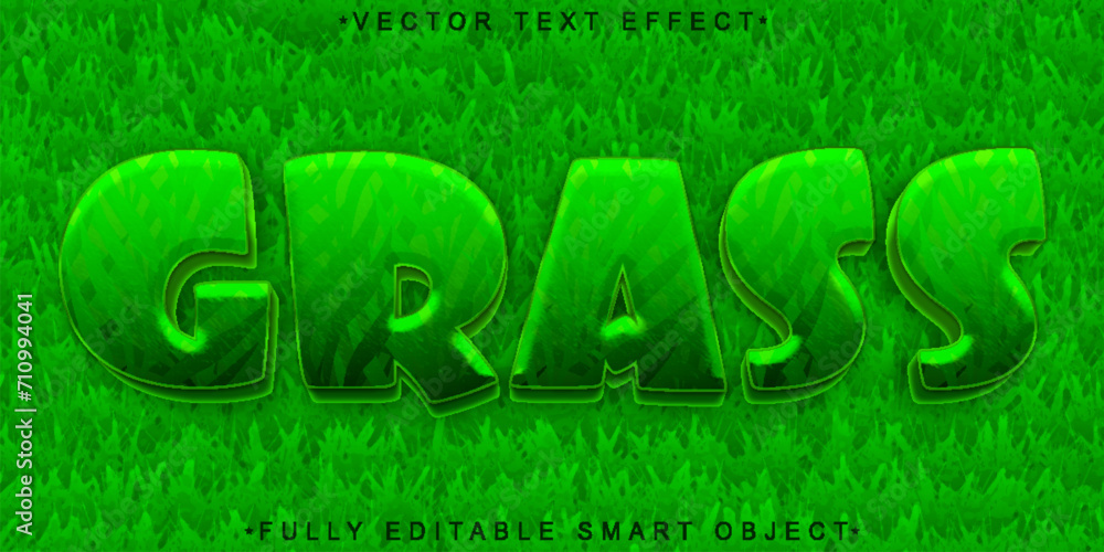 Poster cartoon green grass vector fully editable smart object text effect