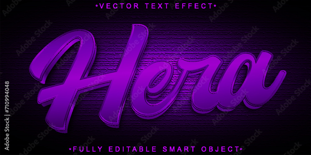 Poster Purple Hera God Vector Fully Editable Smart Object Text Effect