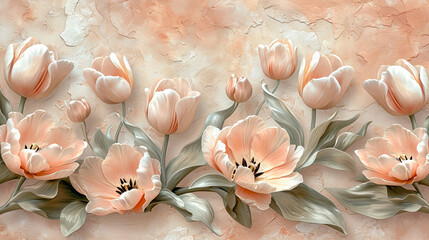 Wallpaper with tulip border.