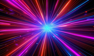Generative AI image of starburst background with colored lights
